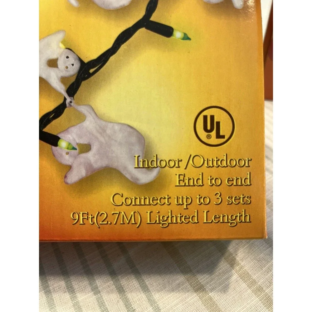 NIB - Lot of 2 - Halloween Ghost Garland Lights & Pumpkin Garland Lights